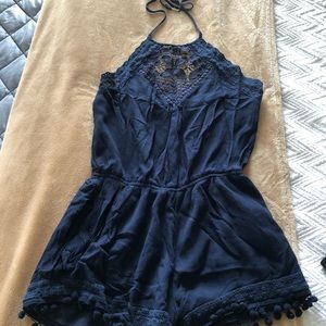 Navy romper with halter top